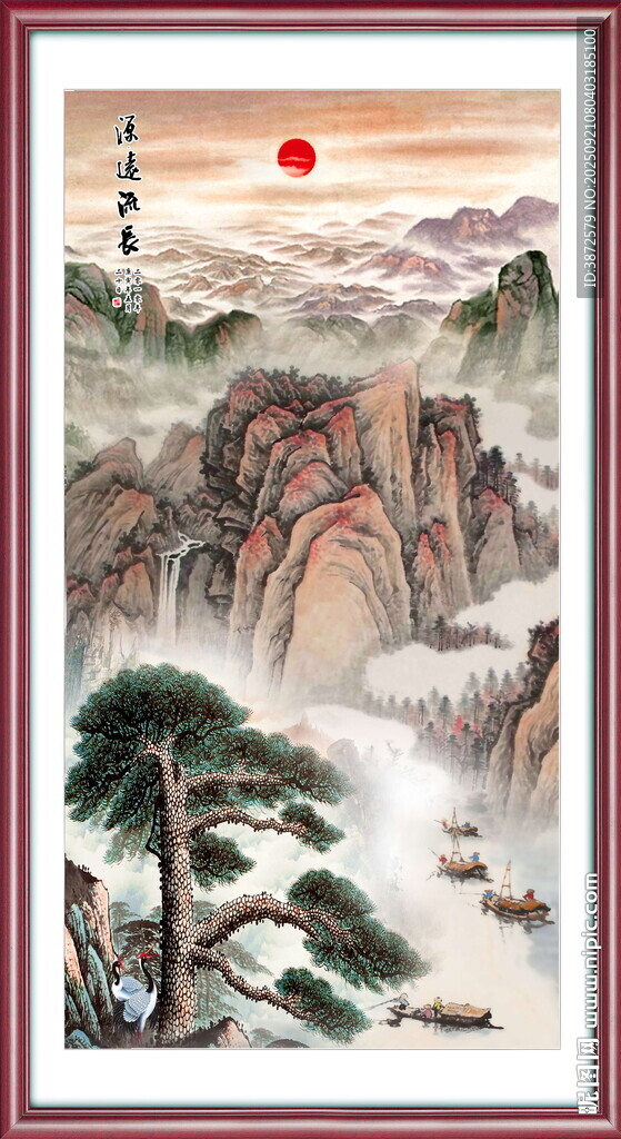 竖幅山水画