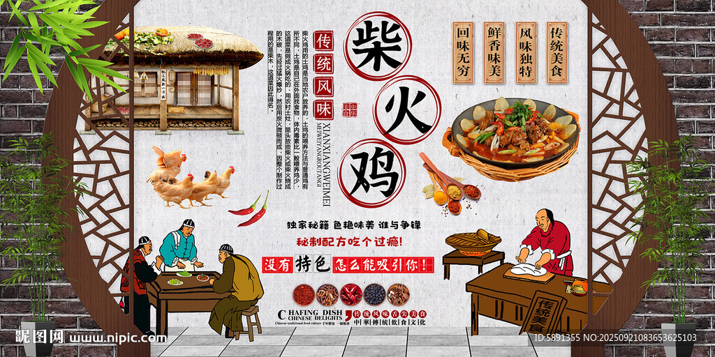 柴火鸡背景墙