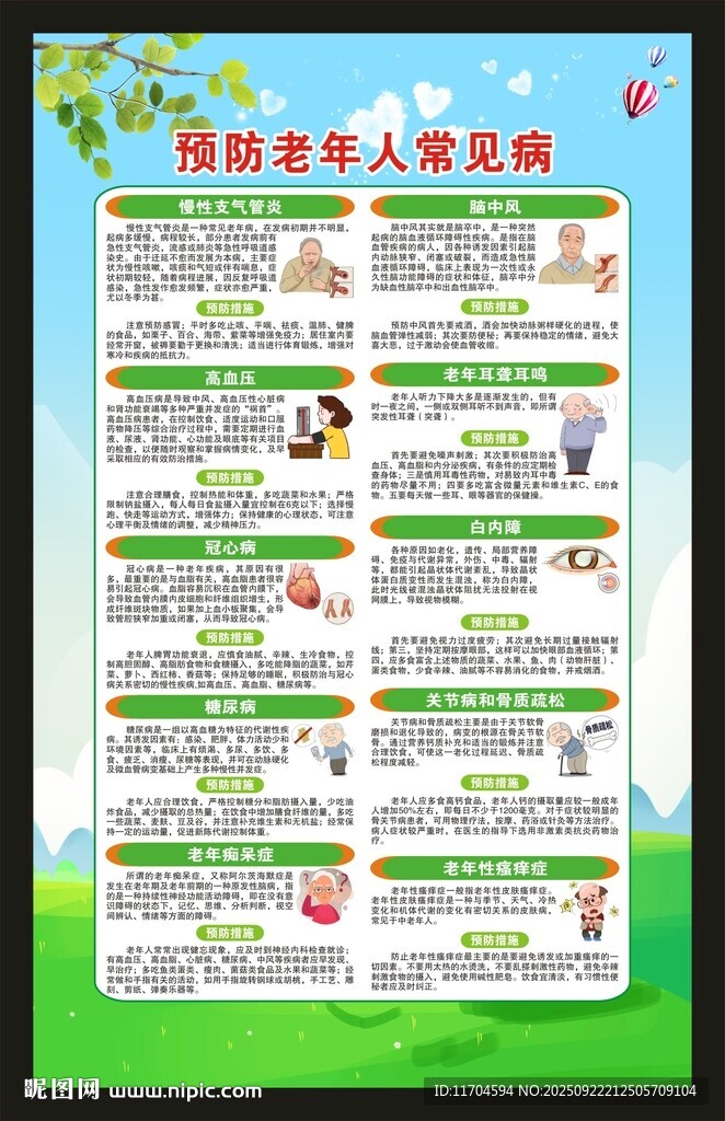 老年人常见疾病预防知识海报