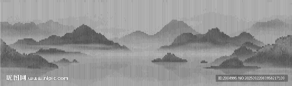 线条意境水墨中式山水画