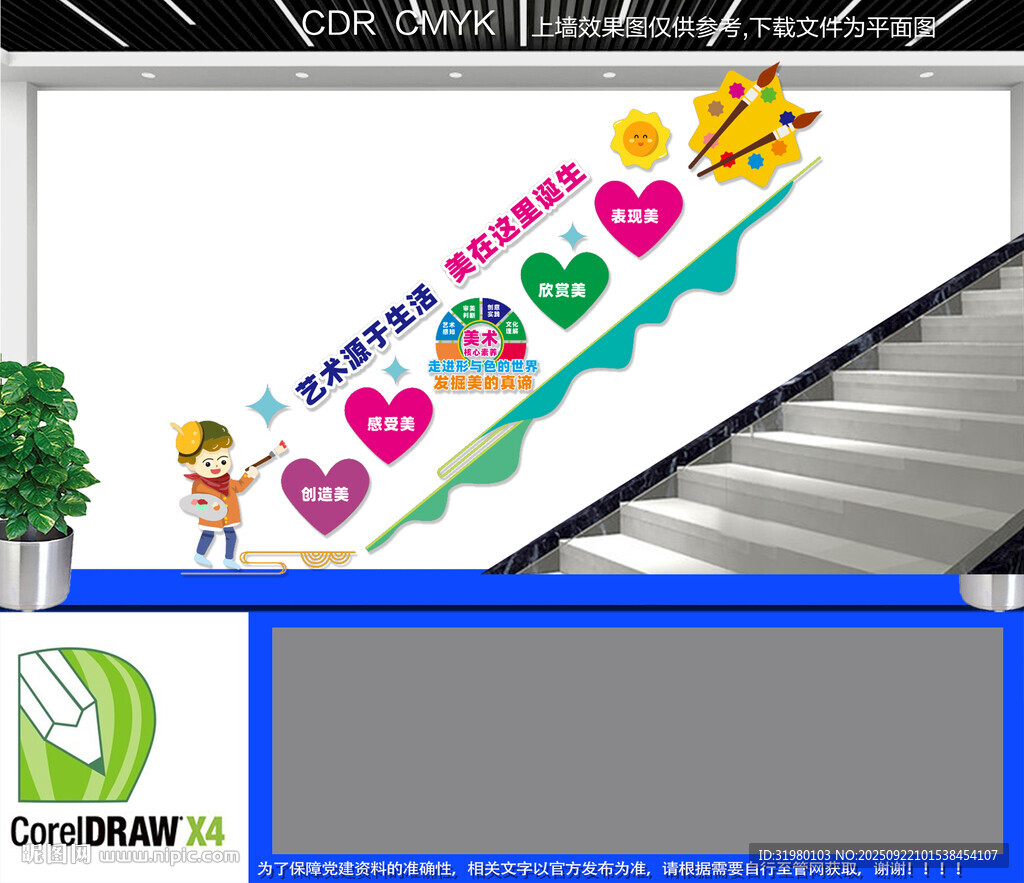 美术核心素养楼梯文化墙