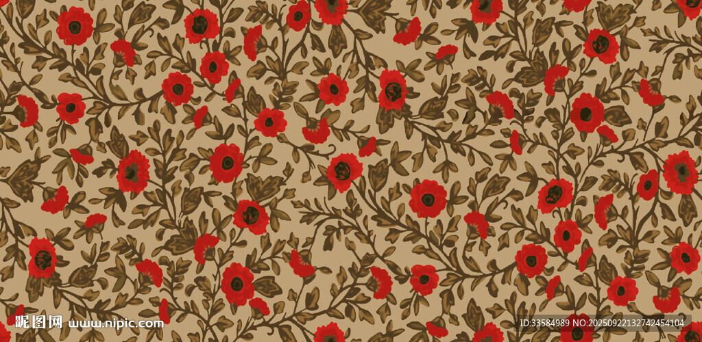 复古花卉图案布料纹理