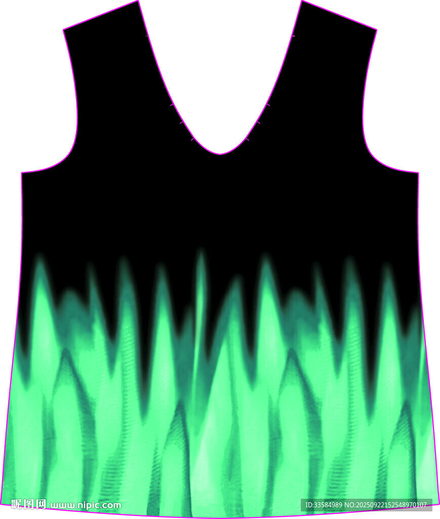 绿焰图案无袖背心