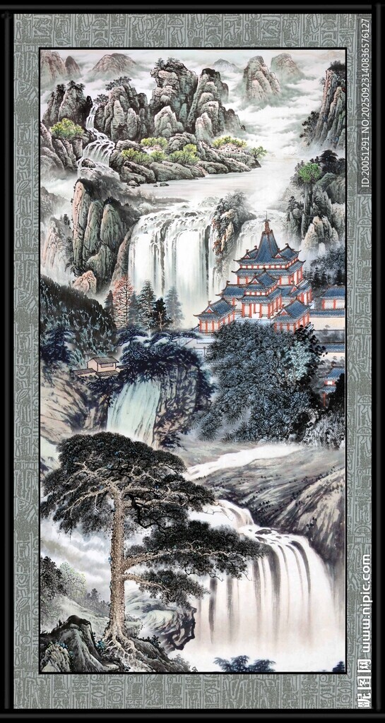 中式山水墨画意境图