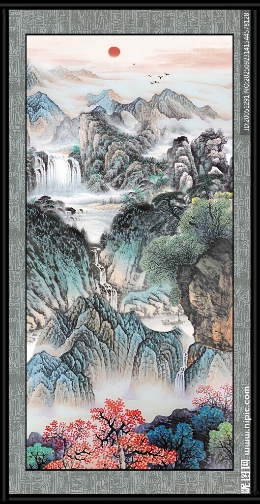 中式山水墨画艺术作品