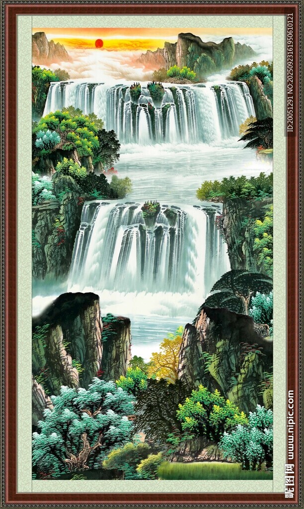 山水瀑布装饰画