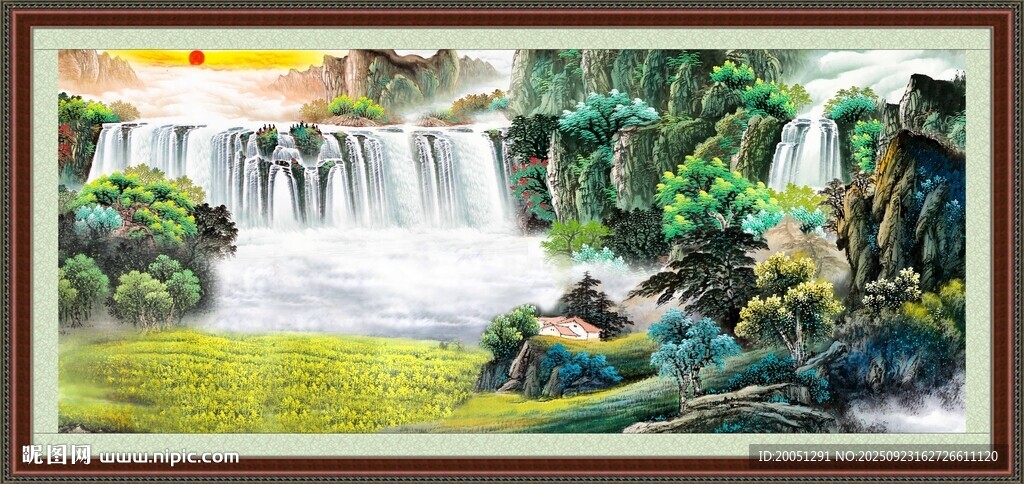 山水瀑布风景装饰画