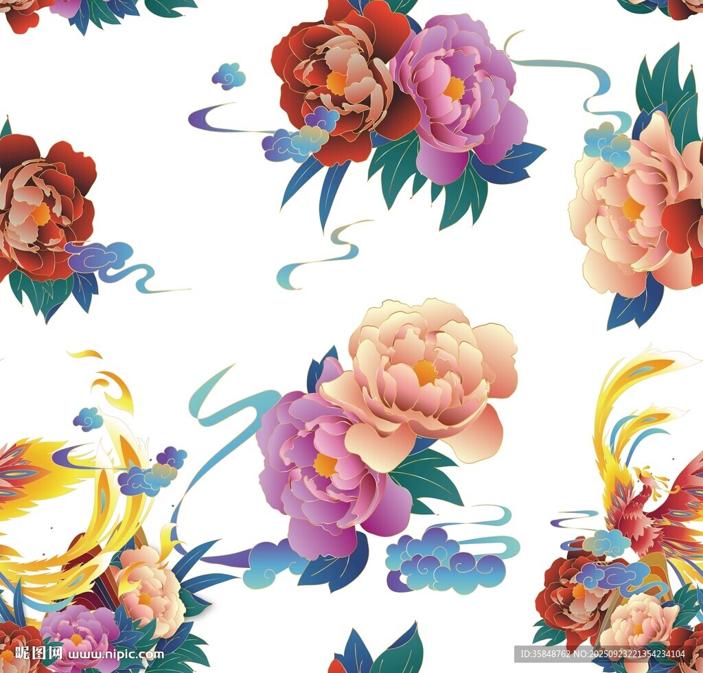 中式花鸟花卉图案设计
