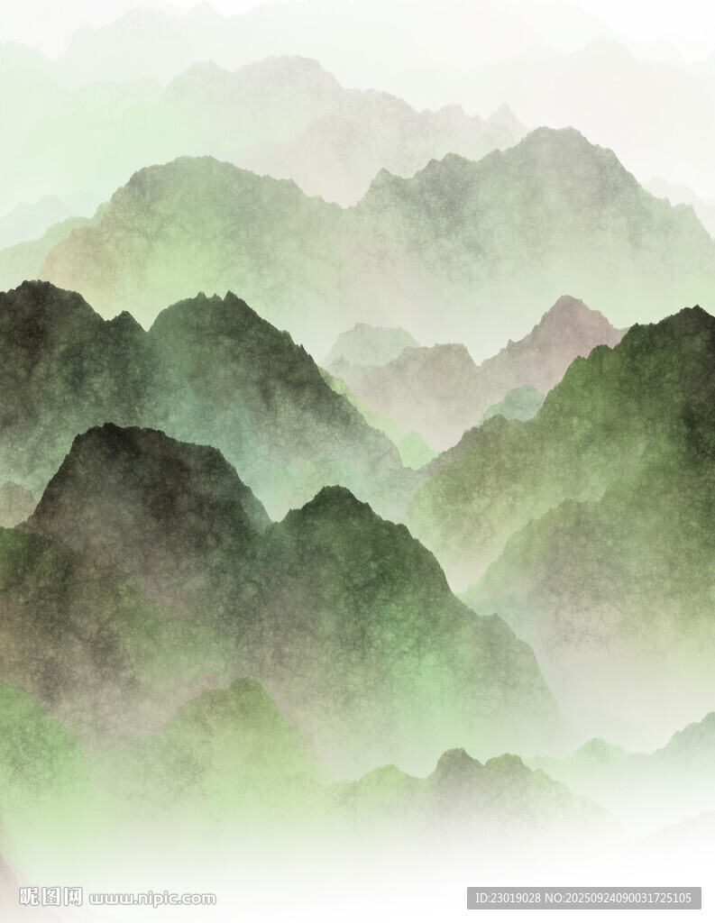 水墨群山意境图