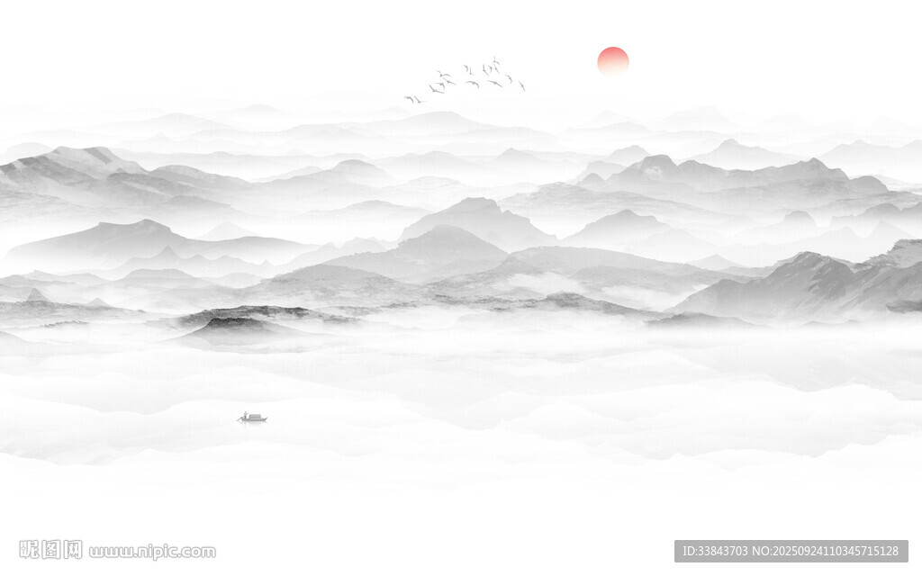 新中式水墨山水画