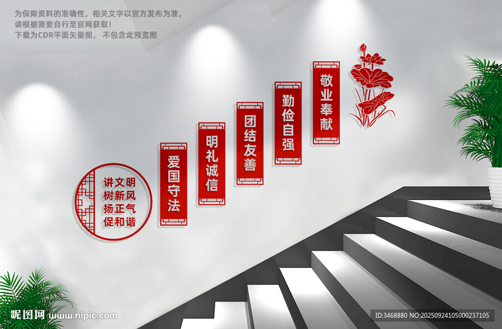 讲文明树新风楼梯文化墙