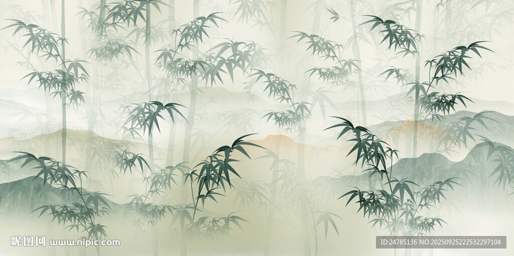 新中式水墨竹林背景
