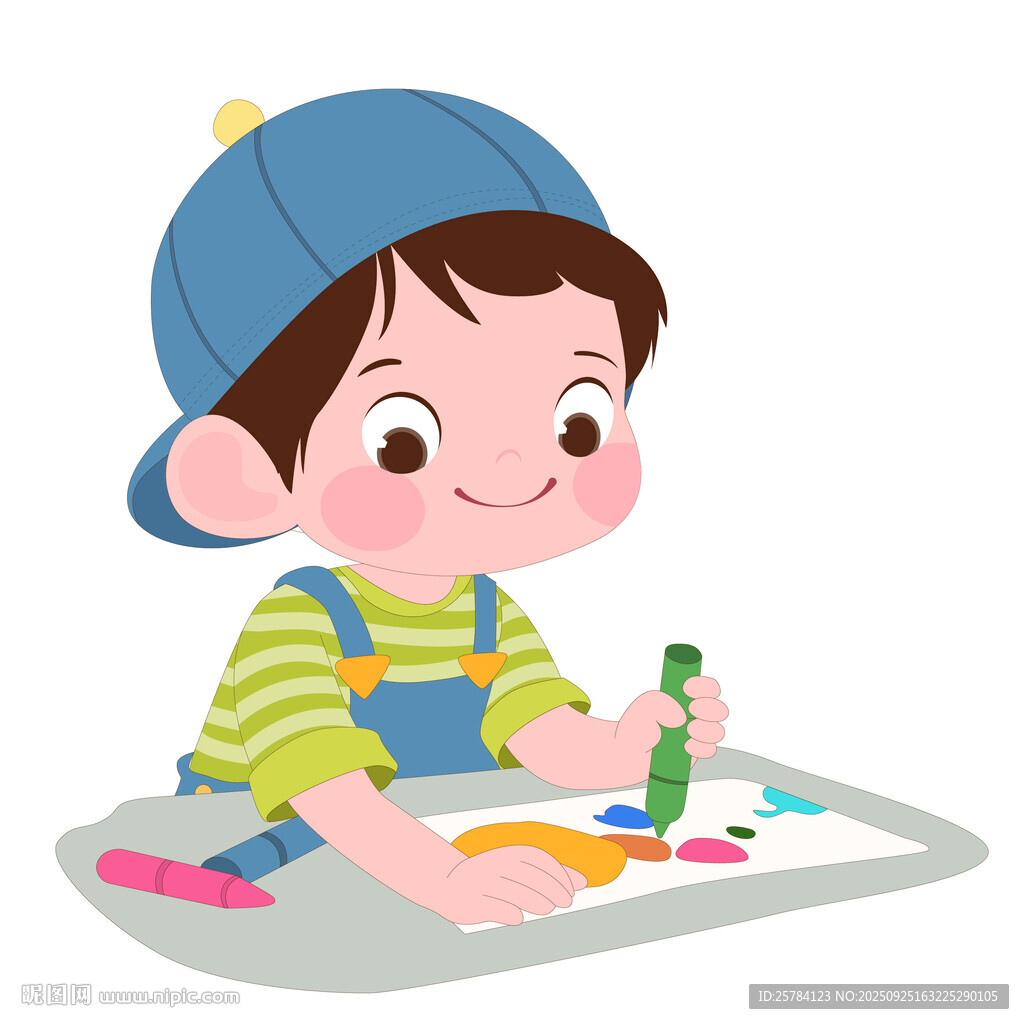 男孩美术课涂鸦画画培养兴趣爱好