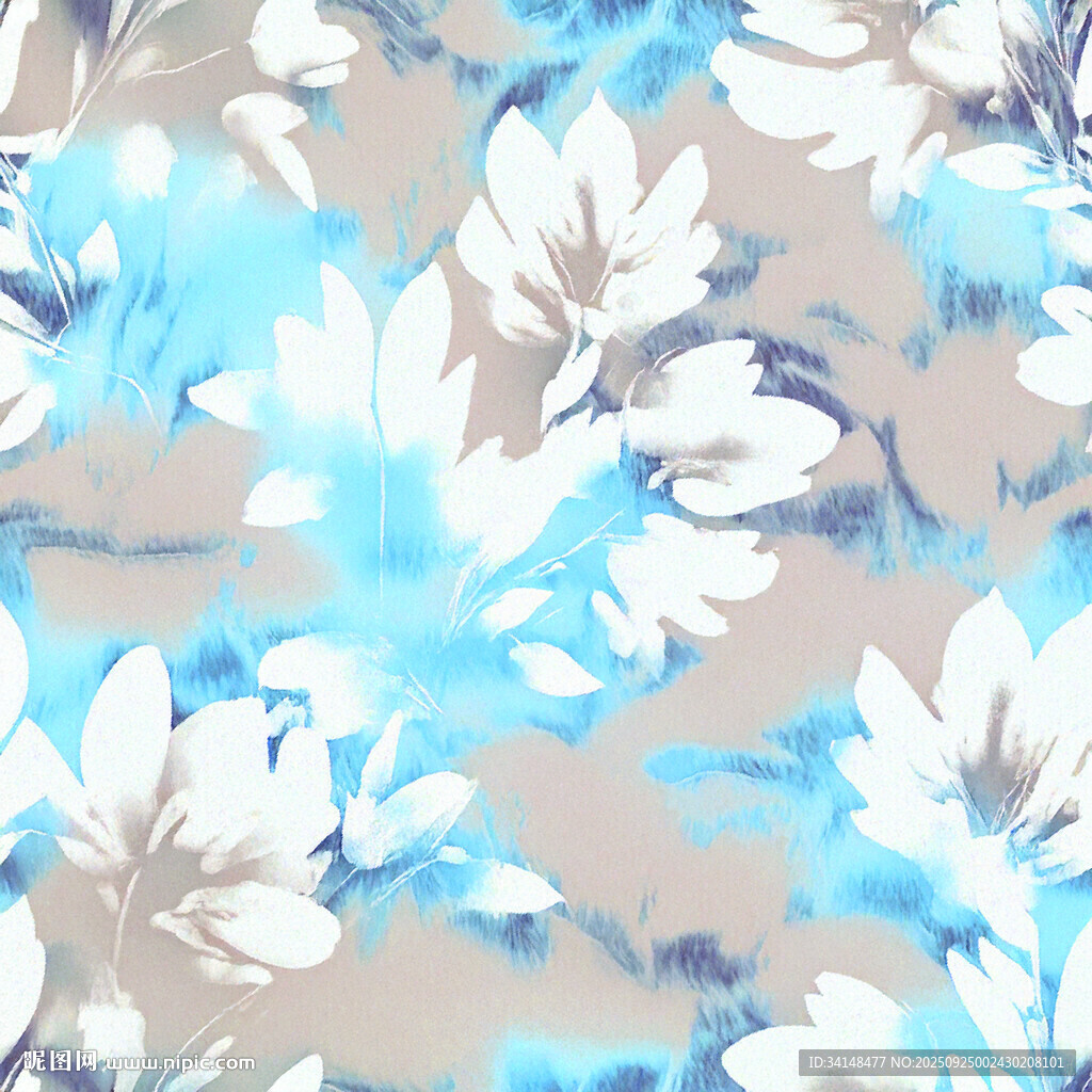 蓝白花卉图案纹理背景