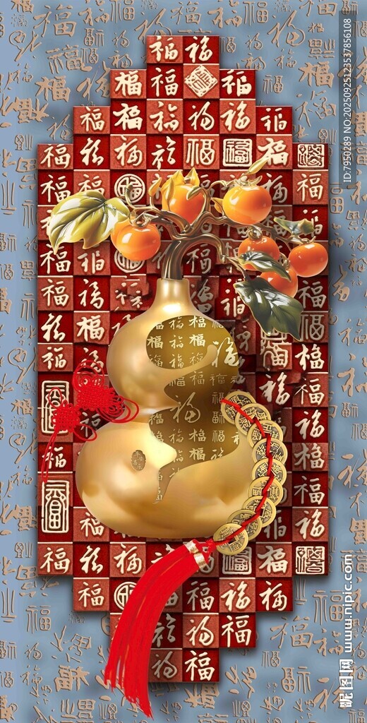 中式葫芦挂饰装饰画
