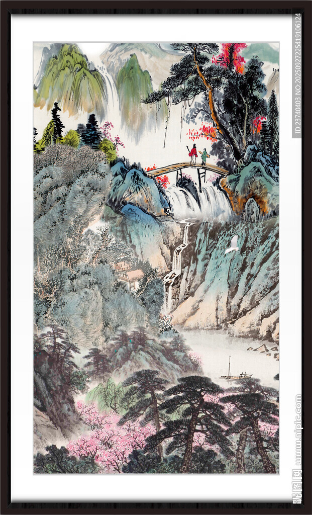 聚宝盆山水画 
