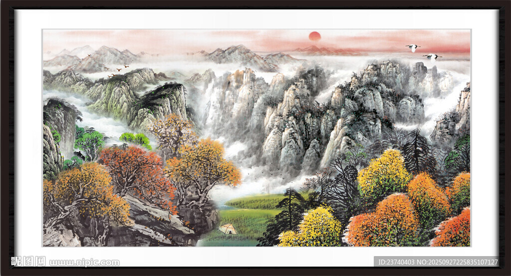 瀑布风景画