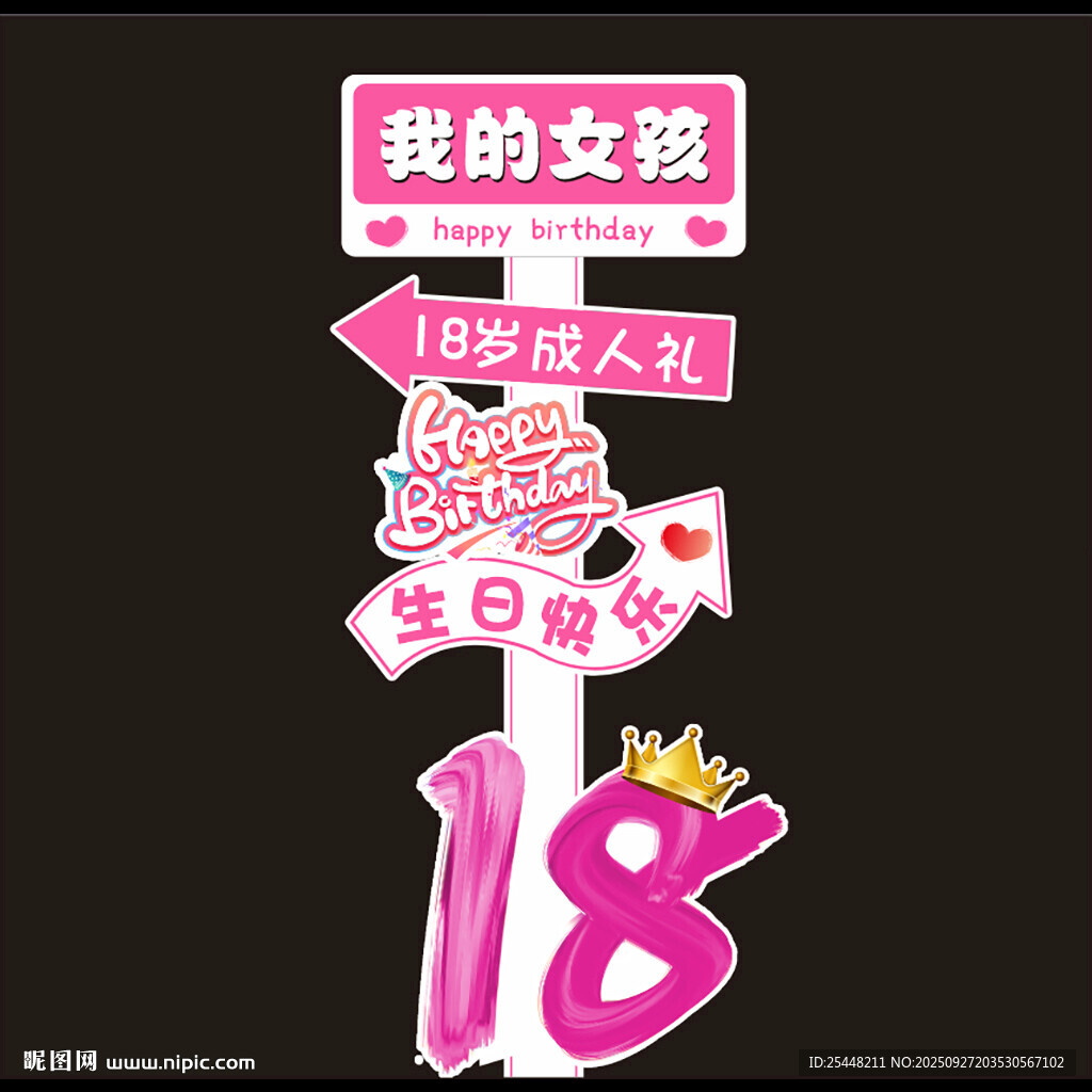 十八成人礼生日派对装饰迎宾牌