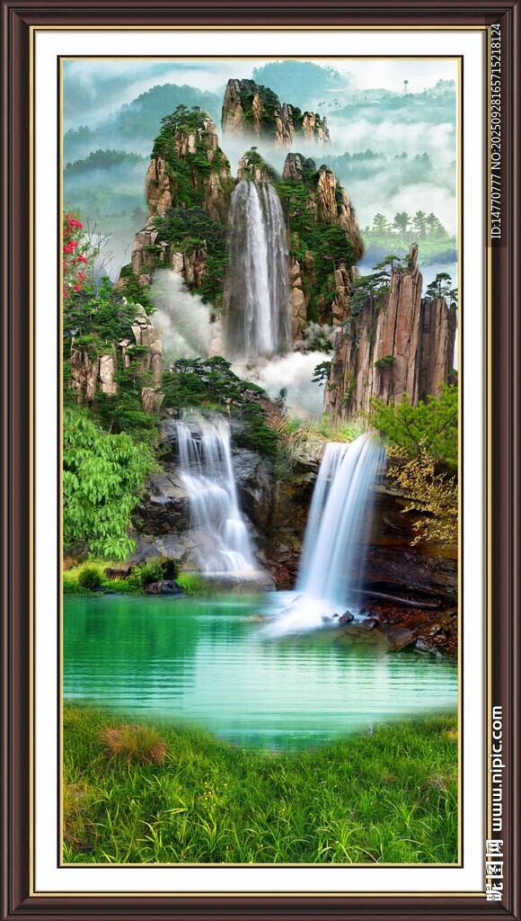 山水瀑布风景装饰画