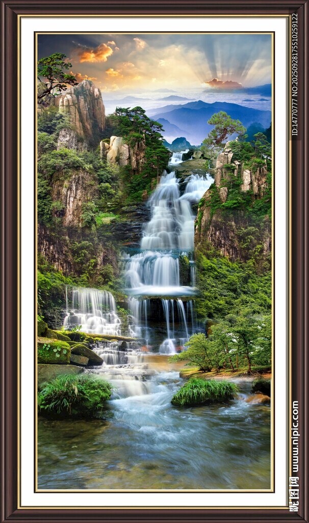 梦幻山水瀑布风景画作