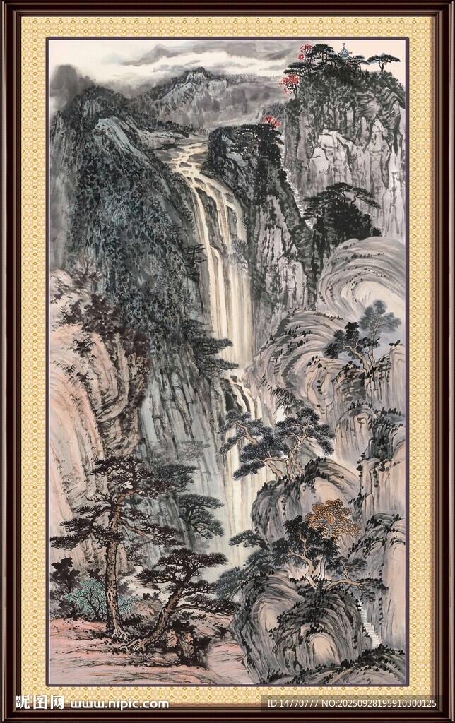 中式山水墨画风景
