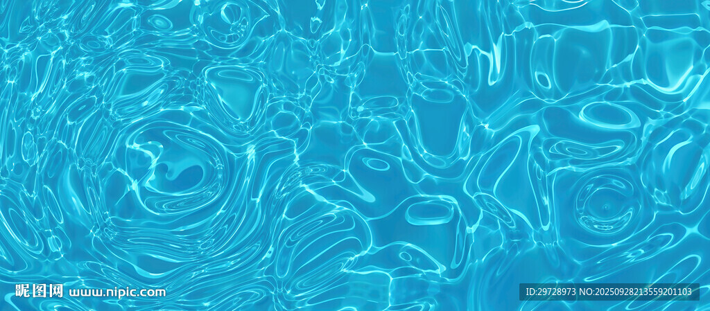清澈蓝色水波纹理画面