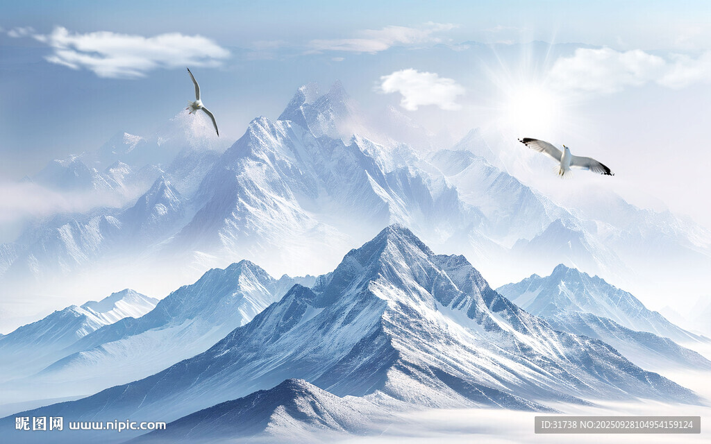 壮丽美景雪山风景背景图