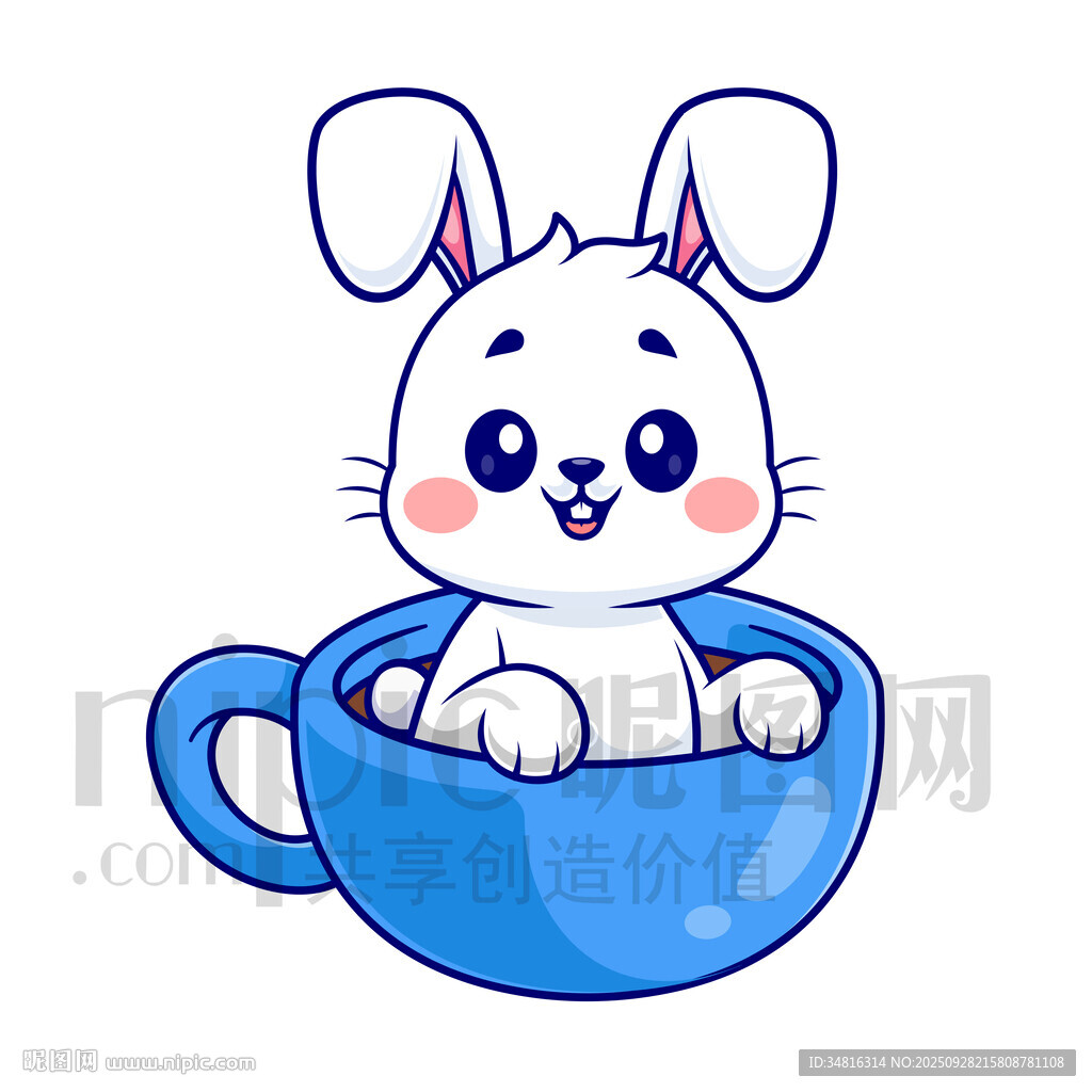 杯子里的可爱小兔子