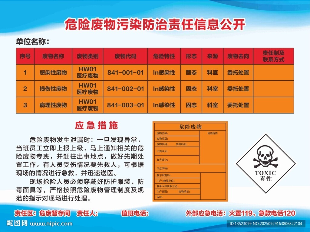 危险废物污染防治责任信息