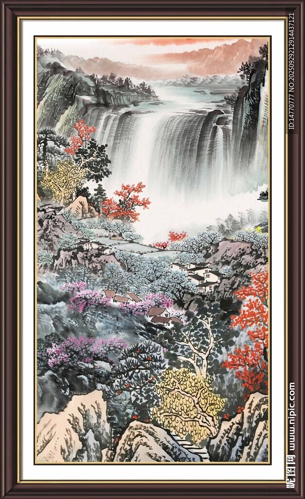聚宝盆山水画 