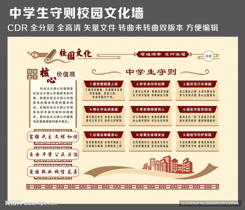 中学生守则 校园文化墙