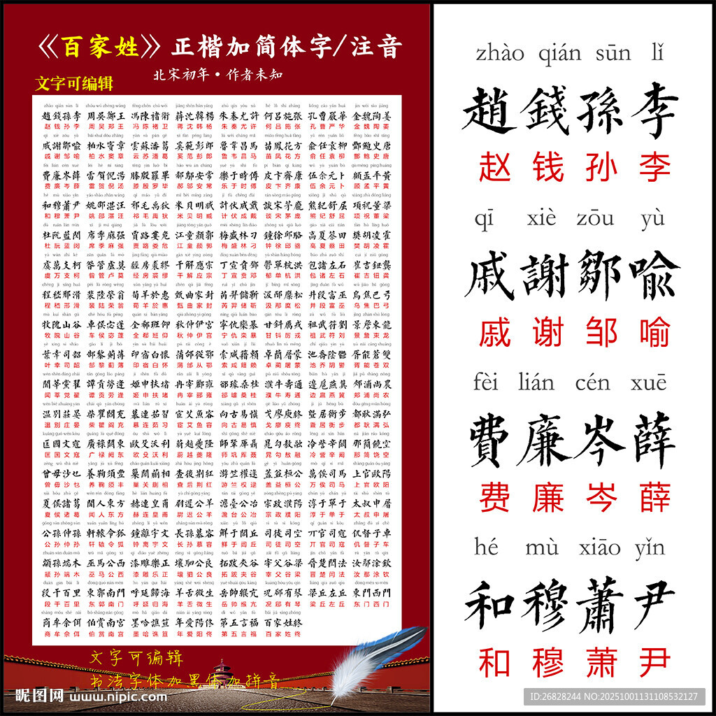 百家姓 带拼音 可编辑