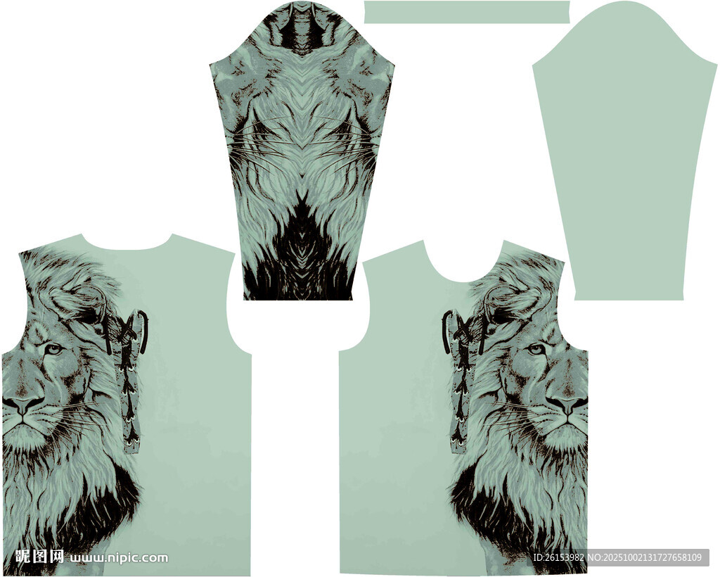 欧美男装T恤卫衣狮子素材
