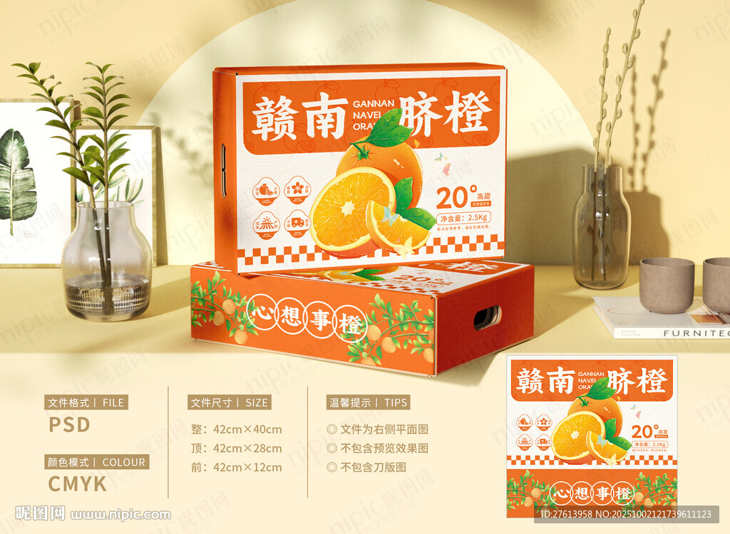 手绘橙子包装礼盒