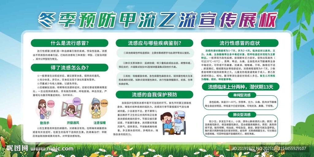 冬季预防甲流乙流宣传展板