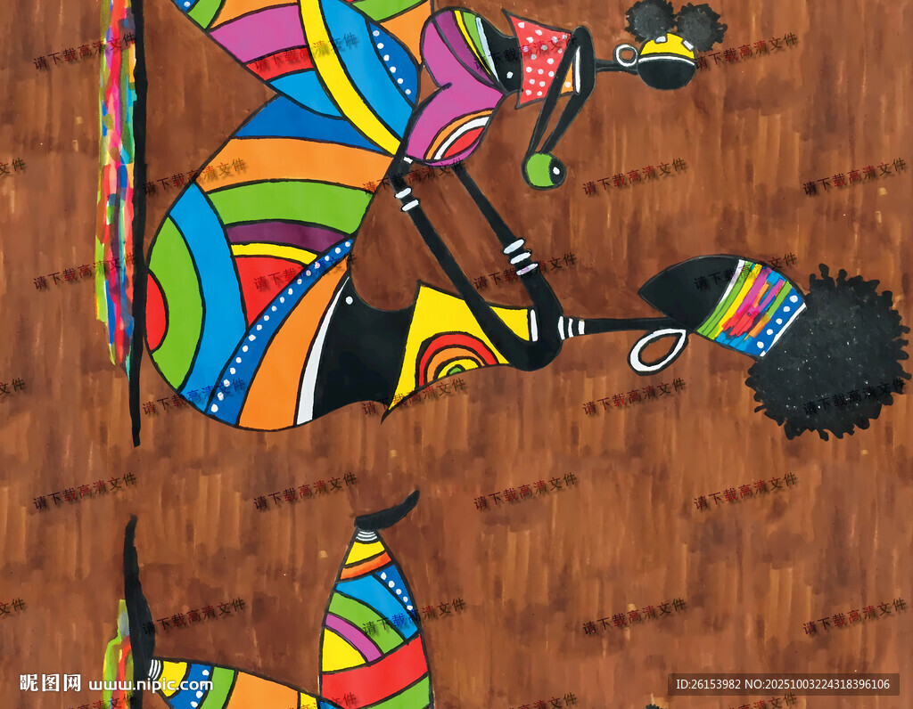 欧美涂鸦大长裙印花素材