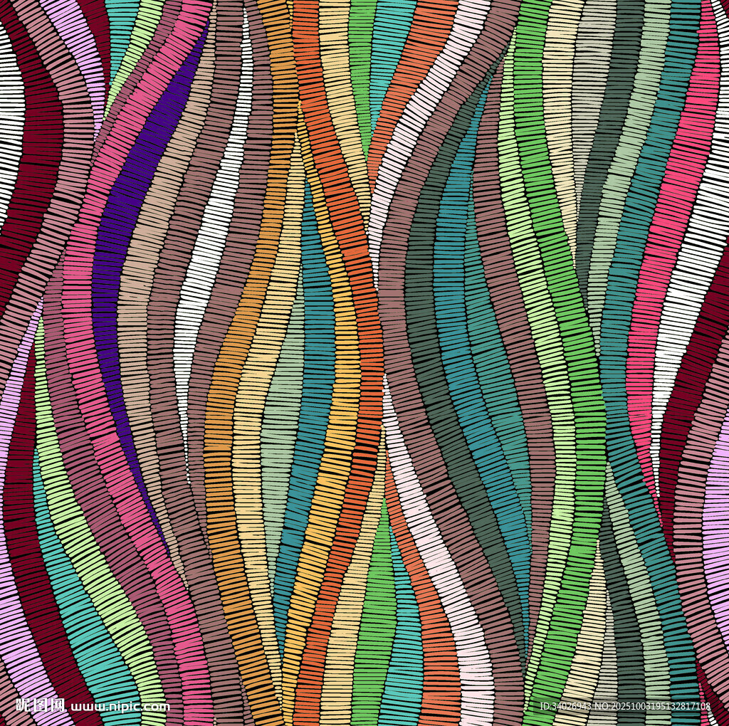 多彩波浪条纹图案纹理