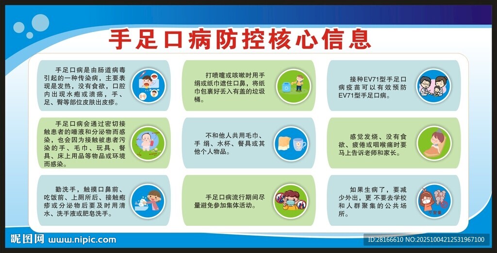 手足口病核心信息宣传栏