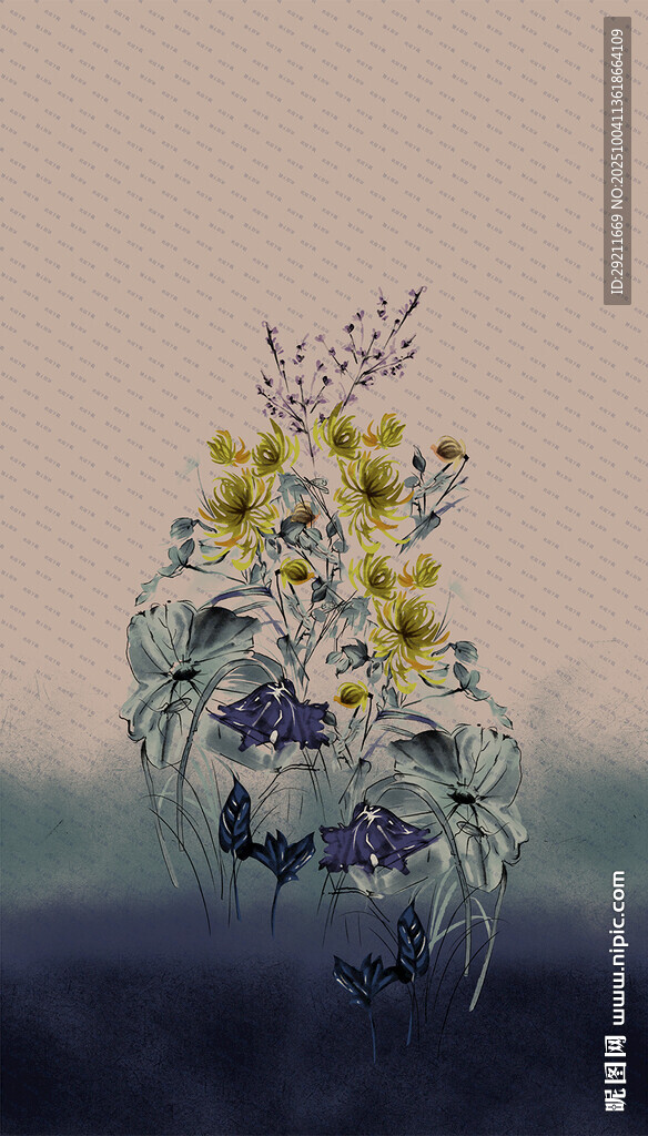 手绘花卉静物图