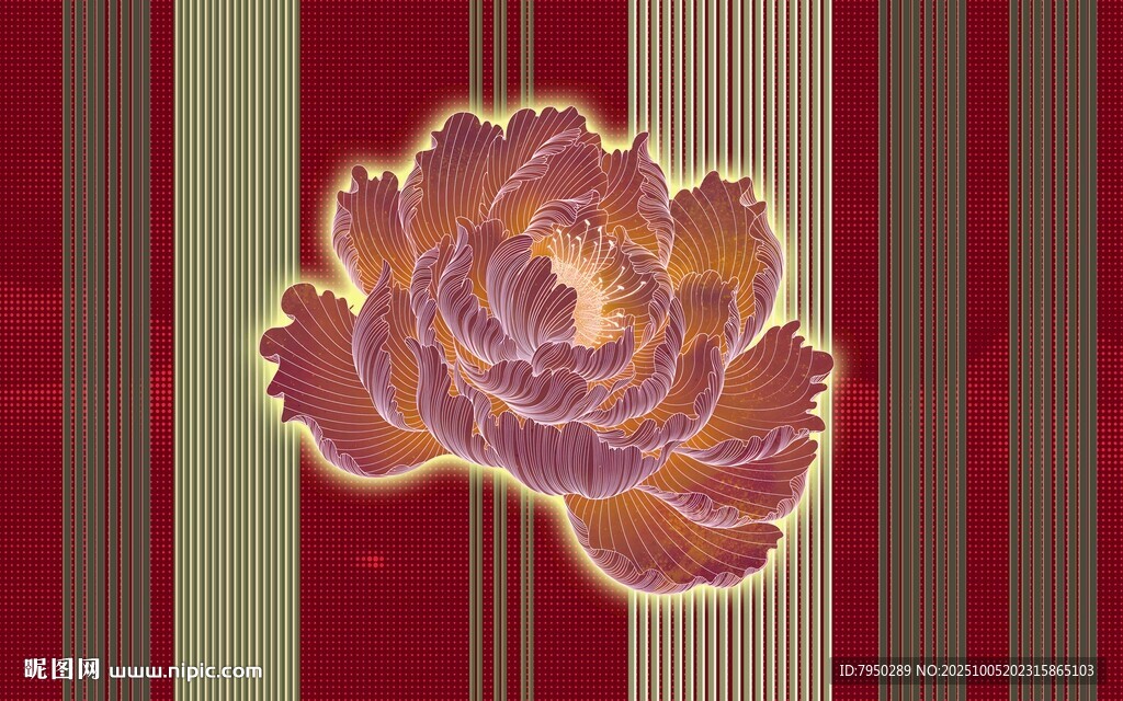 条纹背景上的精美花朵