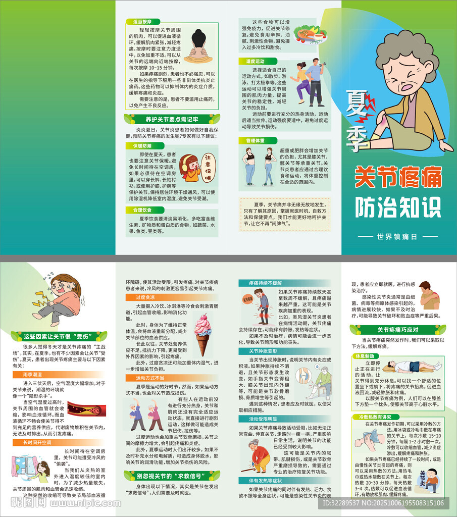 关节疼痛防治知识四折页