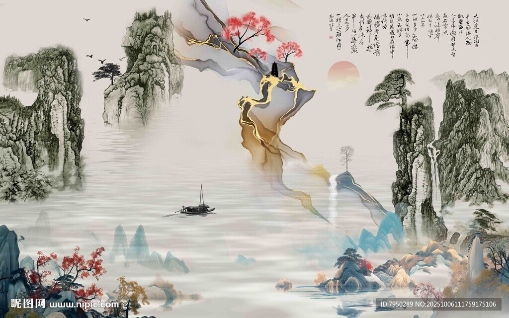 水墨山水间的诗意景象
