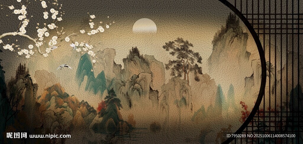 古风山水意境插画