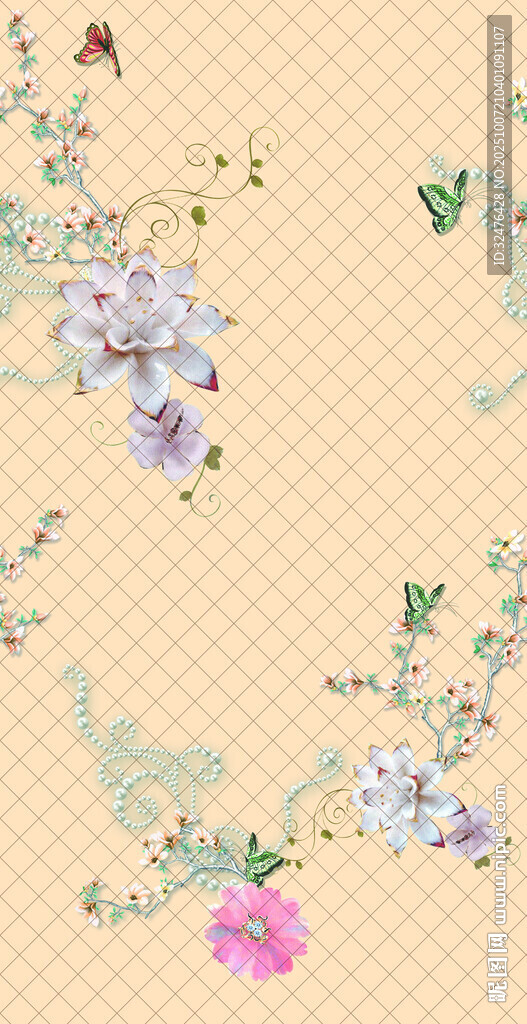 中式花卉图案纹理背景