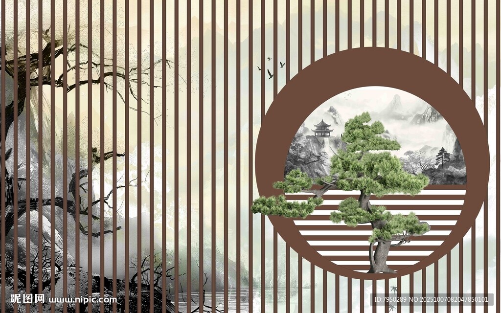 中式圆窗景雅致古韵浓