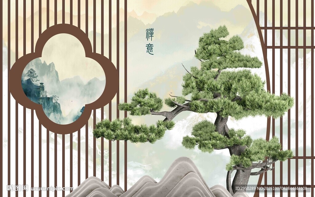 中式屏风旁的雅致盆景