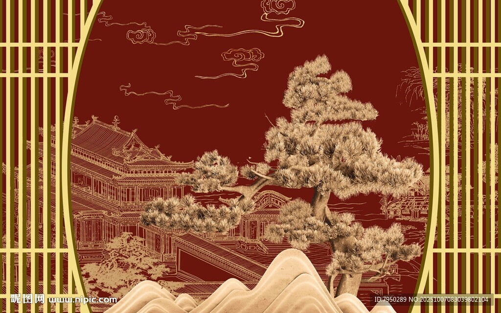 中式复古风山水装饰画
