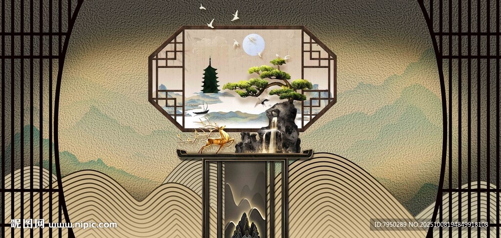 中式窗景下的雅致小景