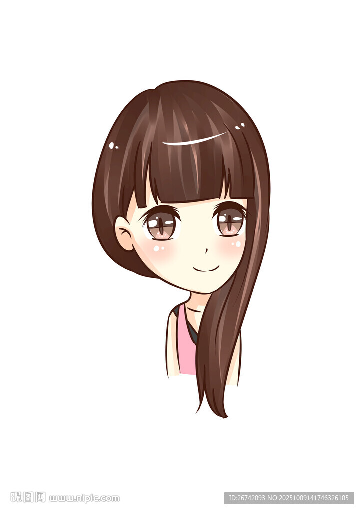 可爱长发女孩卡通头像Q版