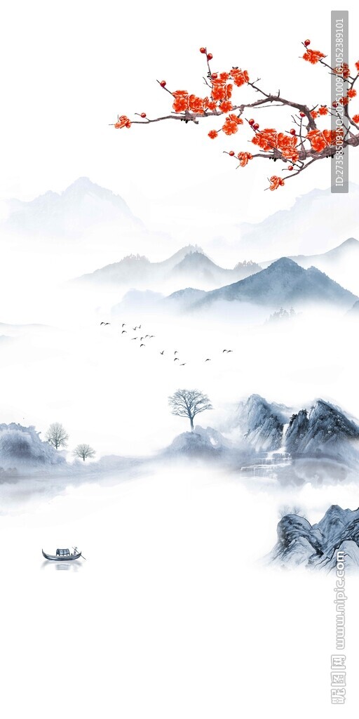 水墨山水复式楼玄关